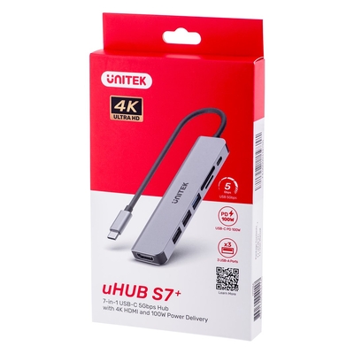 Product Docking Station Unitek USB-C H1118A; USB-A x3, USB-C, HDMI, SD, microSD base image