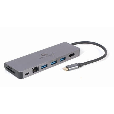 Product Docking Station Gembird A-CM-COMBO5-05 Type-C 5-in-1 (Hub, HDMI, PD, card reader, LAN) base image