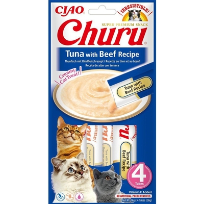 Product Σνακ Γάτας Inaba Churu Tuna with Beef Recipe 4x14 g base image
