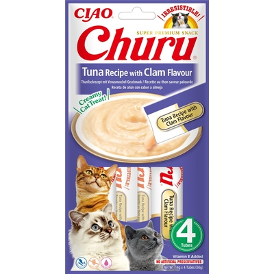 Product Σνακ Γάτας Inaba Churu Tuna with clam flavour 4x14 g base image