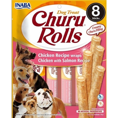Product Σνακ Σκύλου Inaba Churu Rolls Chicken with salmon recipe 8x12g base image