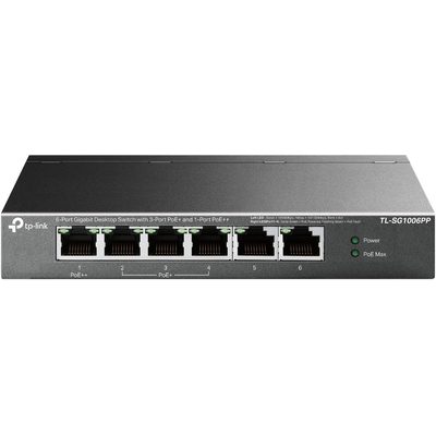 Product Network Switch TP-Link 6-Port Gigabit Desktop Switch with 3-Port PoE+ and 1-Port PoE++ base image