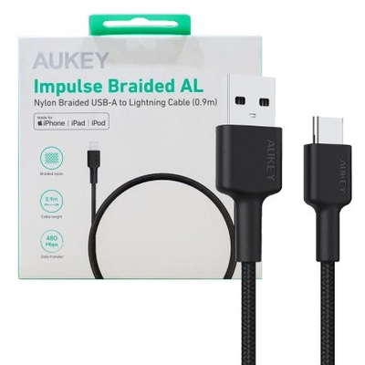 Product Καλώδιο USB Aukey CB-CD30 Type-C Power Delivery PD 3A 0.9m Nylon Black base image