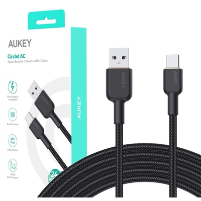 Product Καλώδιο USB Aukey CB-NAC2 Type-C Power Delivery PD 60W 3A 1.8m Nylon Black base image
