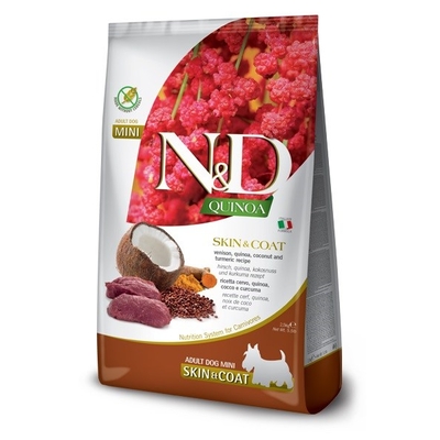 Product Ξηρά Τροφή Σκύλων Farmina N&D Quinoa Skin&Coat Venison, Coconut Adult Mini - 2.5 kg base image