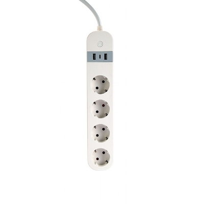 Product Πολύπριζο με USB Gembird TSL-PS-S4U-01-W Smart 4 AC outlet(s) Type E 1.5 m 3 3880 W White base image