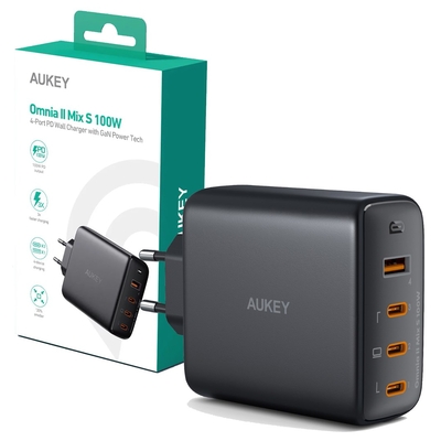 Product Φορτιστής Πρίζας Aukey PA-B7S Omnia II GaN 3xType-C 1xUSB-A PD 3.0 PPS 100W base image