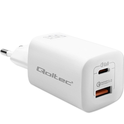 Product Φορτιστής Πρίζας Qoltec 50765 White AC Fast charging Indoor base image