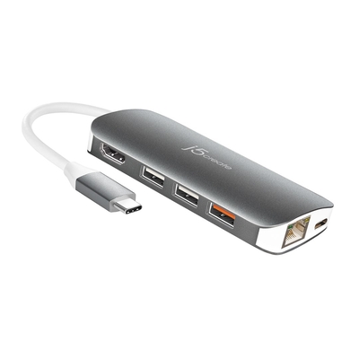 Product Docking Station J5create JCD383 USB-C 9-in-1 Multi Adapter, Silver and White base image