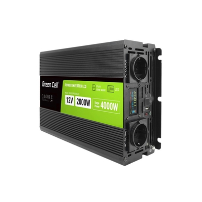 Product Inverter Αυτοκινήτου Green Cell LCD 12V to 230V 2000W/40000W with LCD - pure sine wave base image