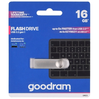 Product USB Flash 16GB Goodram UNO3-0160S0R11 Type-A 3.2 Gen 1 (3.1 Gen 1) Silver base image