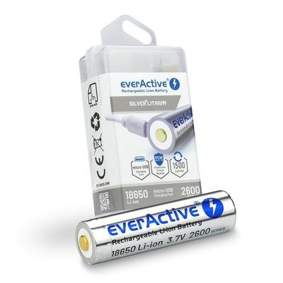 Product Επαναφορτιζόμενες Μπαταρίες Everactive 18650 3.7V Li-ion 2600mAh micro USB with BOX base image