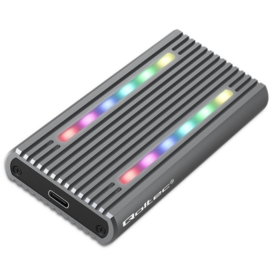 Product Θήκη για Σκληρό Δίσκο Qoltec 52272 M.2 SSD, SATA, NVMe, RGB LED, USB-C, 4TB base image