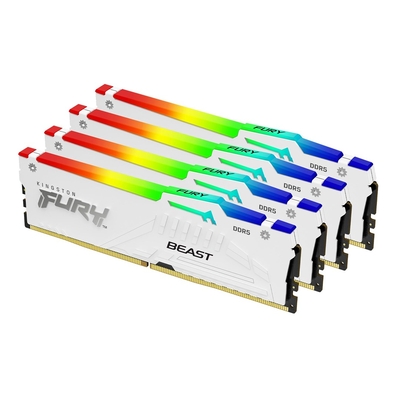 Product Μνήμη RAM Σταθερού DDR5 128GB Kingston Technology FURY Beast 5600MT/s CL40 DIMM (Kit of 4) White RGB XMP base image