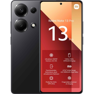 Product Smartphone Xiaomi Redmi Note 13 Pro 16.9 cm (6.67") Hybrid Dual SIM Android 13 4G Type-C 8GB 256GB 5000mAh Black base image