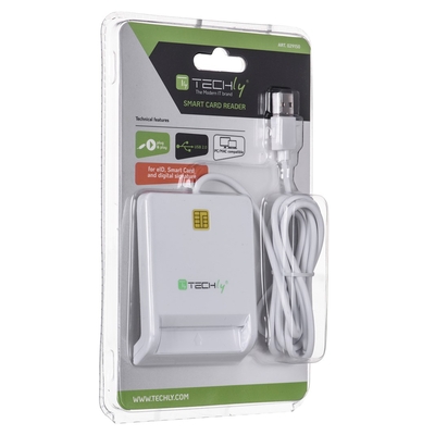 Product Card Reader Techly Compact /Writer USB2.0 White I-CARD CAM-USB2TY Indoor base image