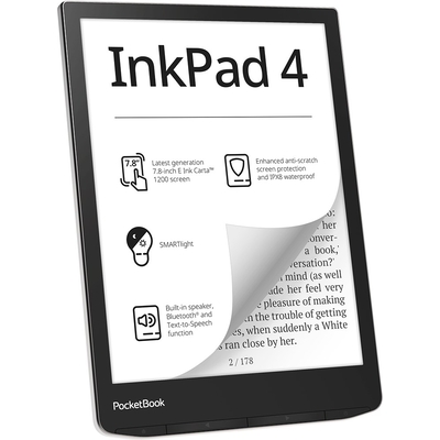 Product Ebook Reader PocketBook InkPad 4 Touchscreen 32GB Wi-Fi Black, Silver base image