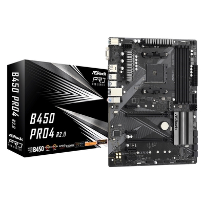 Product Motherboard ASRock B450 Pro4 R2.0 Socket AM4 ATX AMD B450 base image