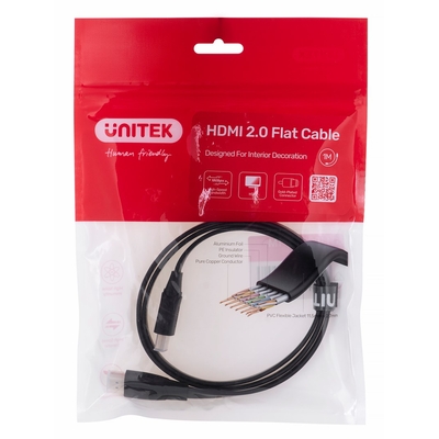 Product Καλώδιο HDMI Unitek 2.0 4K60HZ FLAT 1M C11063BK-1M Type A (Standard) Black base image