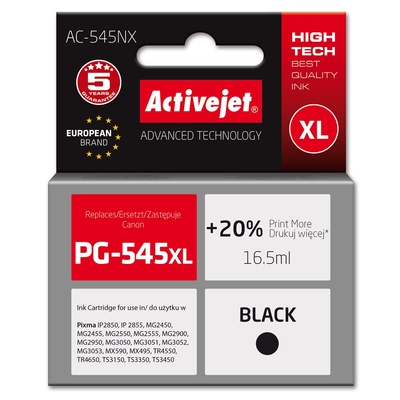Product Μελάνι Συμβατό Activejet AC-545NX for Canon, Canon PG-545XL; Supreme; 16,5ml; Black base image