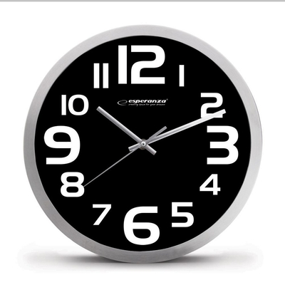 Product Ρολόι Τοίχου Esperanza EHC013K Wall Clock - Zurich - Black Quartz Oval Black, White base image