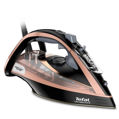 Product Σίδερο Ατμού Tefal Ultimate Pure FV9845 iron Dry & Durilium 3200W Black, Copper base image