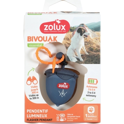 Product Ταυτότητα Σκύλου Zolux BIVOUAK Luminous Walnut LED USB blue - address tag - 6x4x3 cm base image
