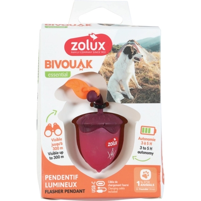 Product Ταυτότητα Σκύλου Zolux BIVOUAK Luminous Walnut LED USB red - address tag - 6x4x3 cm base image