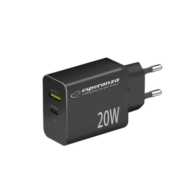 Product Φορτιστής Πρίζας Esperanza EZC105K mains charger 20W Black base image