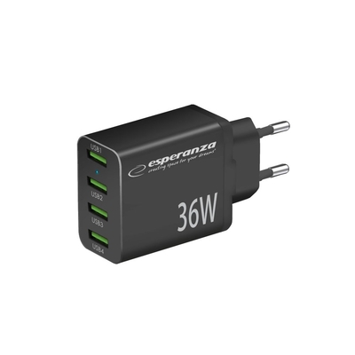 Product Φορτιστής Πρίζας Esperanza EZC107K mains charger 36W Black base image
