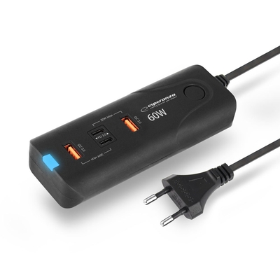 Product Φορτιστής Πρίζας Esperanza EZC109 mains charger 60W Black base image