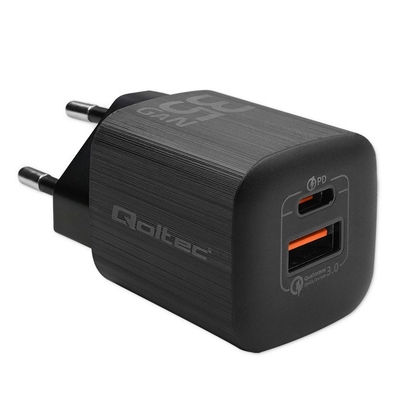 Product Φορτιστής Πρίζας Qoltec 50764 Black AC Fast charging Indoor base image