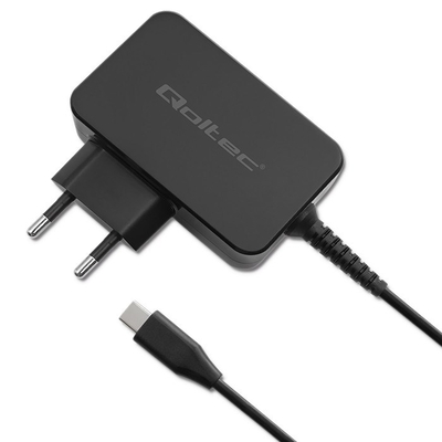 Product Φορτιστής Πρίζας Qoltec 52385 GaN Power PRO 1xType-C, 45W, 5-20V, 2.25-3A, Black base image