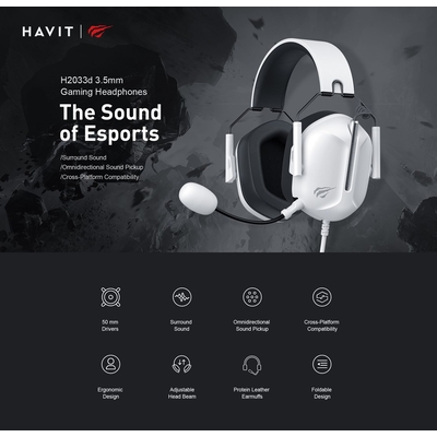 Product Gaming Ακουστικά Havit H2033D Wired & Wireless In-ear White base image