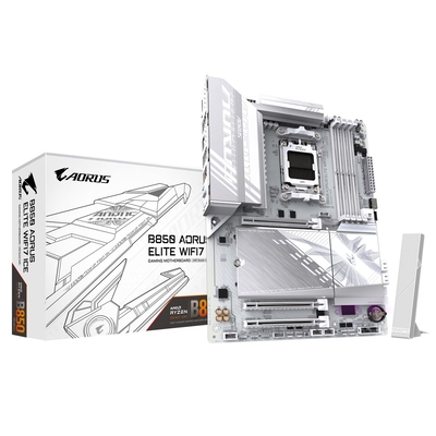 Product Μητρική Κάρτα Gigabyte B850 AORUS ELITE WIFI7 ICE - AMD Ryzen 9000 Series CPUs, 12+2+1 Phases VRM base image