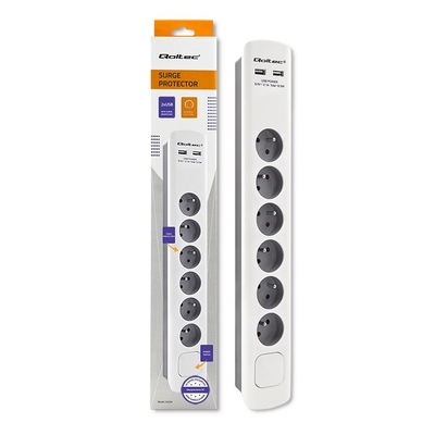 Product Πολύπριζο Ασφαλείας Qoltec 50294 surge protector White-grey 6 AC outlet(s) 230 V 1.8 m base image