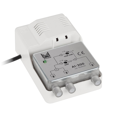 Product Αξεσουάρ Δορυφορικών Alcad AI-200 VHF-UHF 1We/2Out Broadband Amplifier base image