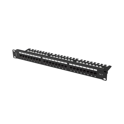 Product Patch Panel Lanberg 24 port 1U 19" CAT.6 UTP with Cable Organizer Black base image