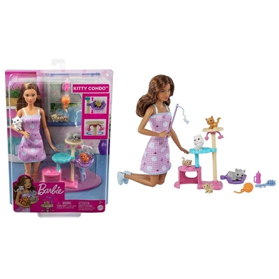 Product Κούκλα Barbie Kitty Condo Doll and Pets with Accessories, Toy for 3 Year Olds & Up base image