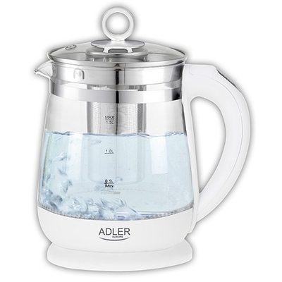 Product Βραστήρας Adler AD 1299 /2200W / 1.5 L / Glass/stainless steel / 360° / White base image