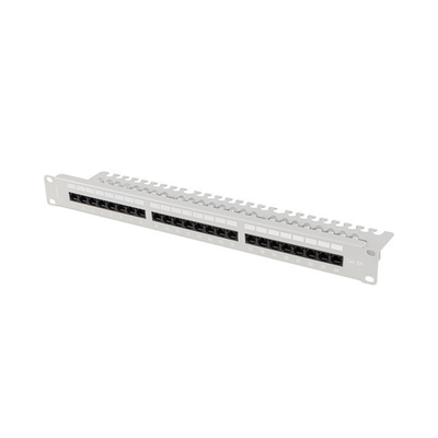 Product Patch Panel Lanberg 24 port 1U 19" CAT.6A UTP with Cable Organizer Gray base image