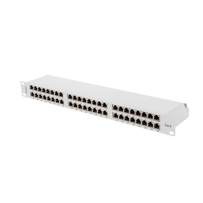 Product Patch Panel Lanberg 48 port 1U 19" CAT6 FTP Shielded GRAY base image