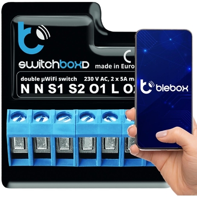 Product Ενδιάμεσος Διακόπτης Blebox SwitchboxD - DOUBLE CIRCUIT BREAKER 230V base image