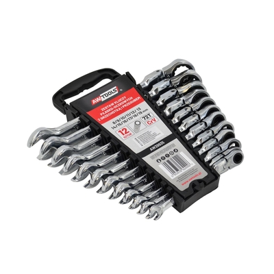 Product Σετ Γερμανοπολύγωνα AW Double-ended with ratchet and joint, set of 12 pcs, sizes 8-19mm base image