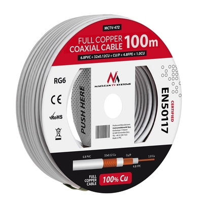 Product Καλώδιο Κεραίας Maclean MCTV-472 coaxial RG-6/U 100 m White base image