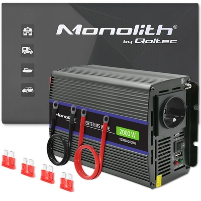 Product Converter Qoltec Monolith 2000 MS Wave / 12V to 230V / 1000/2000W / USB base image