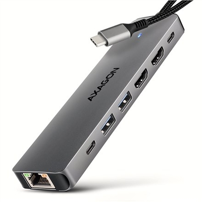 Product Docking Station Axagon HMC-7HX2 USB-C 5Gbps DUAL 4K DISPLAY 7in1 base image