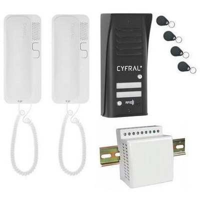 Product Σετ Θυροτηλεφώνου Intercom CYFRAL COSMO 2-TENANT Black base image