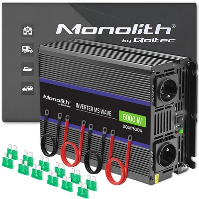 Product Converter Qoltec Monolith 6000 MS Wave / 12V to 230V / 3000/6000W / USB base image