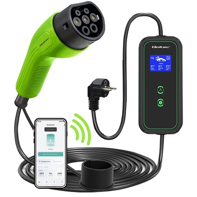 Product Σταθμός Φόρτισης Qoltec Mobile EV 2in1 Type2 / 3.5kW / 230V / Wi-Fi / LCD / Wallbox / 5m base image